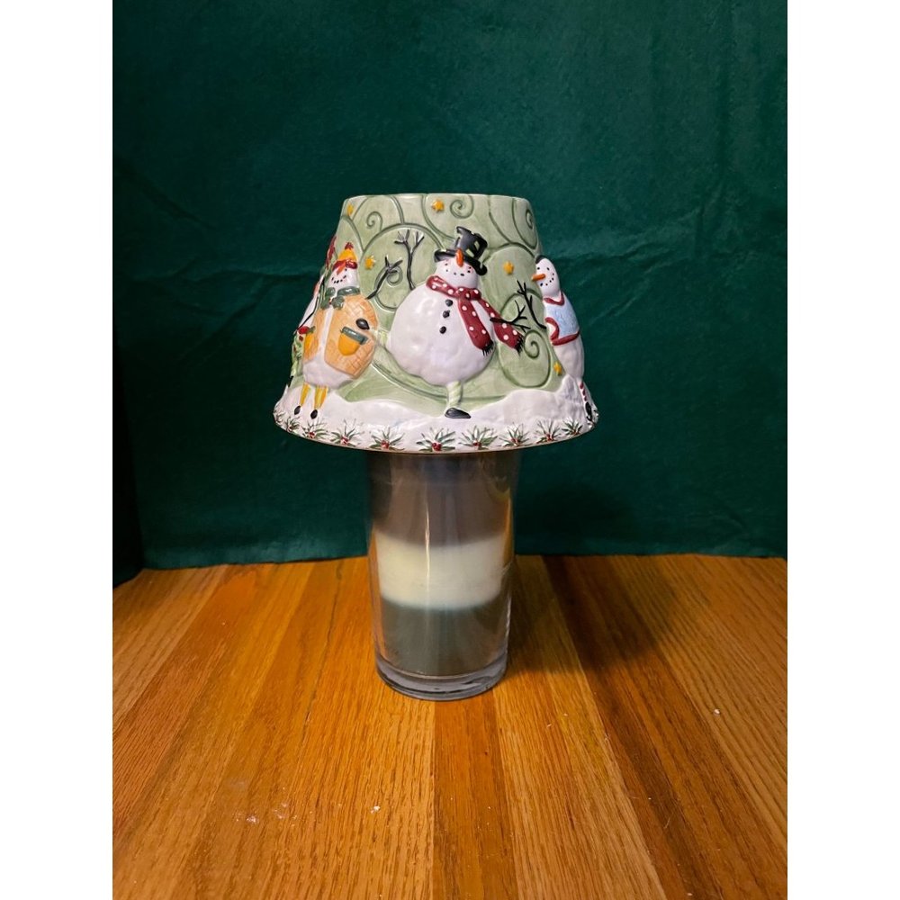 Yankee Candle Skating Dancing Snowman Lamp Shade Christmas Winter